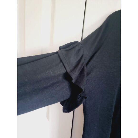 Mossimo XL Vintage Sweater Women Black‎ Round Neck Ruffle Sleeve  Grunge Soft - Picture 3 of 6